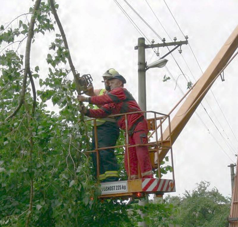 Průtrž mračen polámala ve Varnsdorfu stromy a ty spadly na elektrické vedení