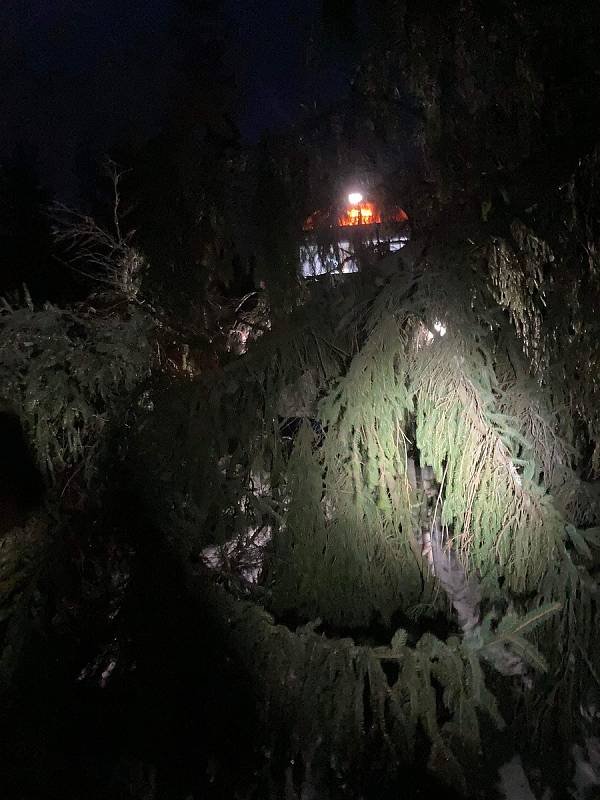S následky vichřice bojují také hasiči v Kytlicích na Děčínsku, jeden z padlých stromů zastavil vlak z Jedlové do Děčína.