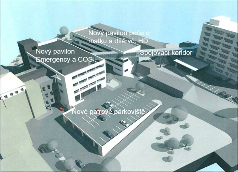 Vizualizace přístavby děčínské nemocnice.