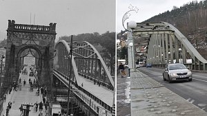 Tyršův most kdysi a dnes.