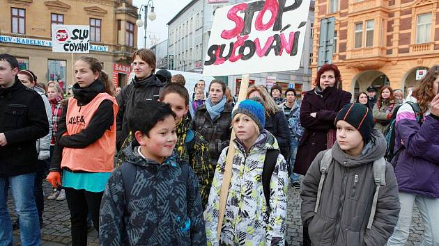 Protestní pochod studentů Rumburkem 