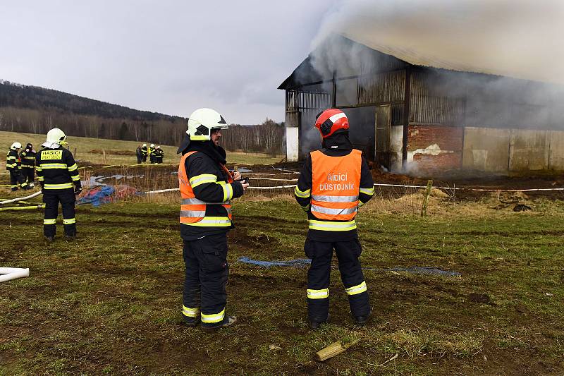Požár stodoly v Dolní Poustevně.