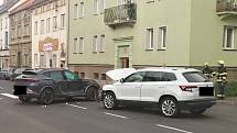 Nehoda na křižovatce ulic Kadaňská a Kukaňova v Chomutově. Květen 2022.