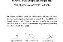 Prohlášení o povolební spolupráci PRO Chomutov, ANO 2011 a KSČM.