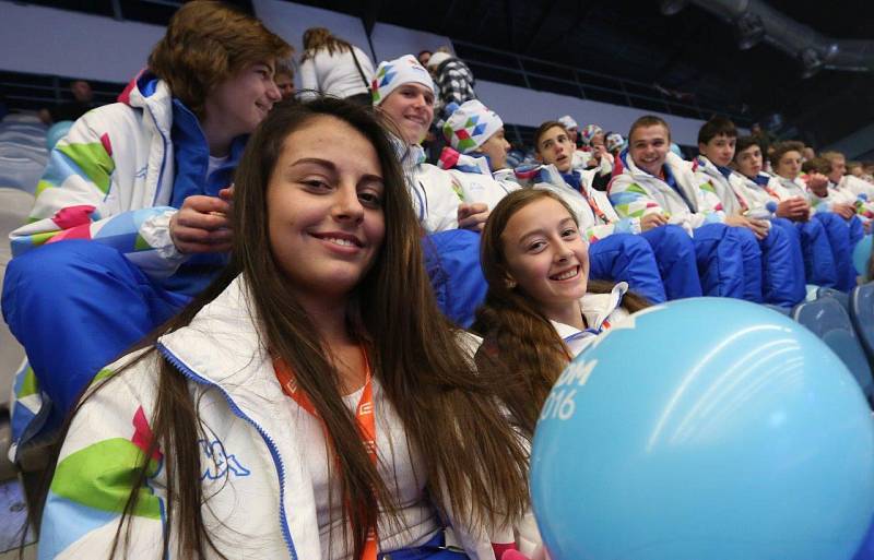 Zahajovací ceremoniál zimních Olympijských her dětí a mládeže 2016, který proběhl na chomutovském zimním stadionu.