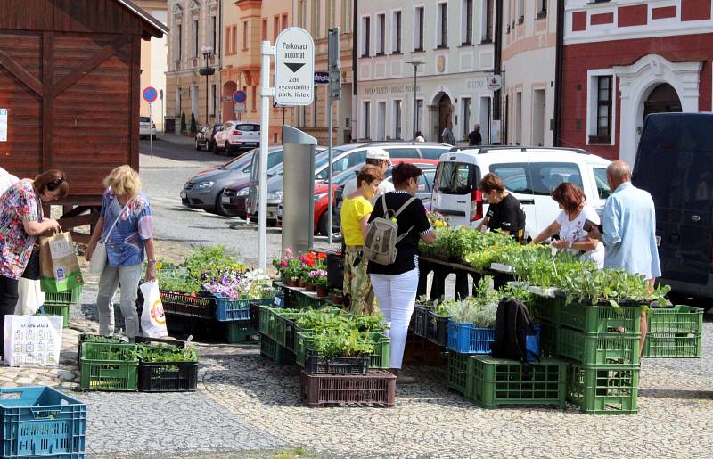 Středeční Severočeské farmářské trhy na Mírovém náměstí v Kadani.