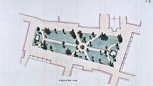 Plán zatravnění Mírového náměstí v Kadani z roku 1910