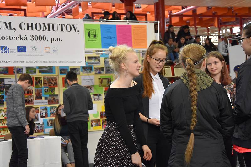 Letáčky rozdávali osmákům a deváťákům studenti chomutovského gymnázia.