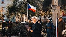 Setkání 28. října u sochy T. G. Masaryka na stejnojmenném náměstí v Chomutově.