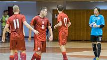 V chomutovské městské sportovní hale se dnes odehrál futsalový zápas Česko - Srbsko s výsledkem 3:4. Odveta se hraje za 14 dní v Srbsku.