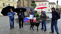 Na náměstí 1.Máje v Chomutově se při demonstraci sešlo kolem třiceti lidí, kteří nesouhlasí s nošením roušek a činností vlády.