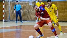 Snímek z utkání české futsalové reprezentace proti Rumunsku v chomutovské hale