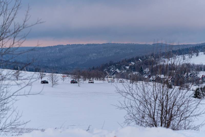 Únorová sněhová nadílka v oblasti Kovářské a Klínovce