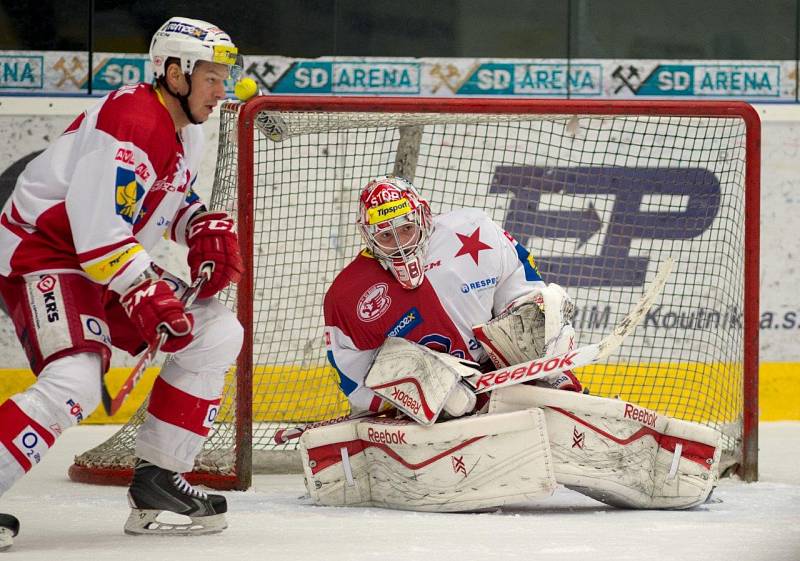 Ze zápasu Piráti Chomutov - Slavia Praha.