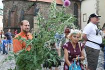 Květinová demonstrace v Chomutově neměla něžné vyznění. Účastníci přinesli samé bodláčí a plevel.